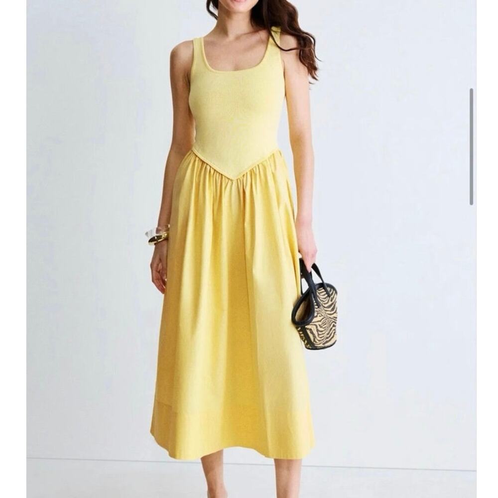 Ronny Kobo Mixed Media yells Midi Dress Medium